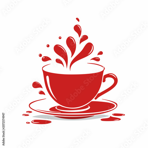 Red coffee cup with liquid splash
