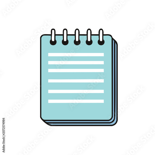 Teal notebook with blank pages vector illustration