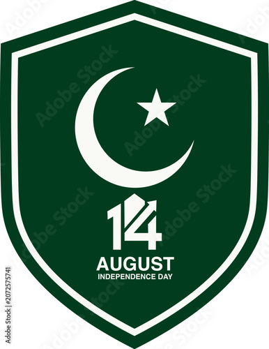 Pakistan Independence Day Shield Logo Badge