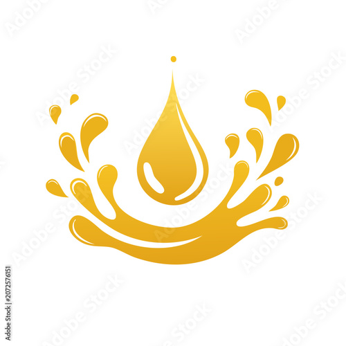 Golden oil drop splash vector illustration