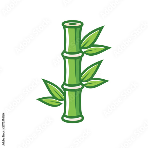 Green bamboo with leaves vector illustration