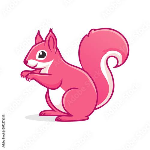 Pink cartoon squirrel vector illustration