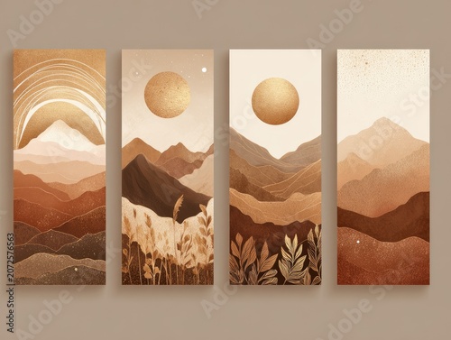 Brown Mountain Landscape Artwork Panels.