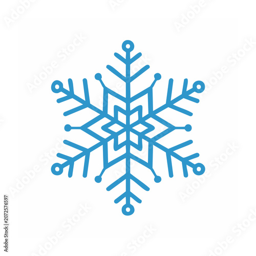 Blue snowflake icon on white background