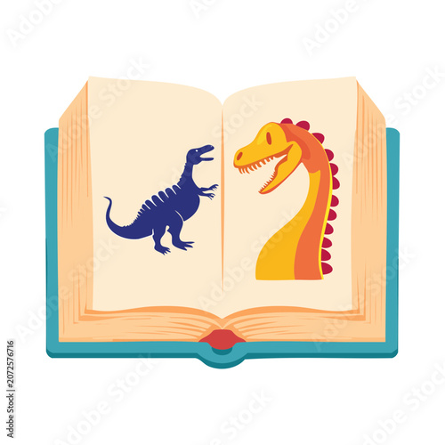 Open book with dinosaur illustrations vector