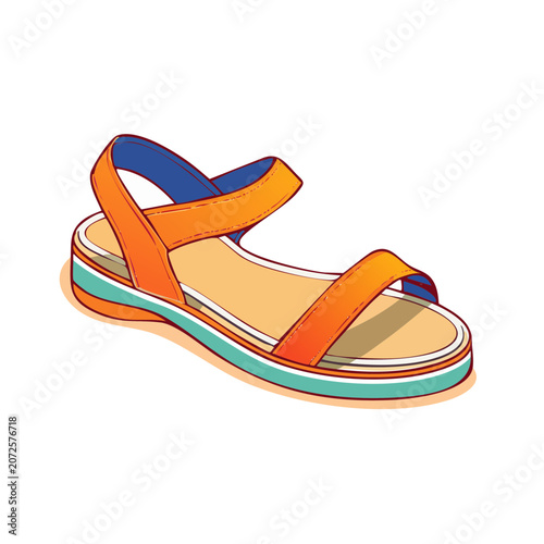 Orange and blue running shoe vector illustration