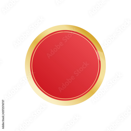 Red circle with gold border vector icon