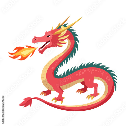 Red and gold dragon vector illustration