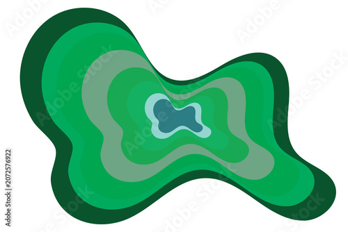 Abstract Green Paper Cutout on White Background, Geometric Organic Jade Topography Vector Graphic