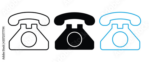 Fotografía Rotary Telephone Icon Set – Vintage Phone, Retro Communication, Classic Dial Tel