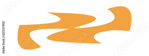 Abstract Orange Curved Speedmark Vector Graphic Shape Icon, Isolated Dynamic Flow Element Design