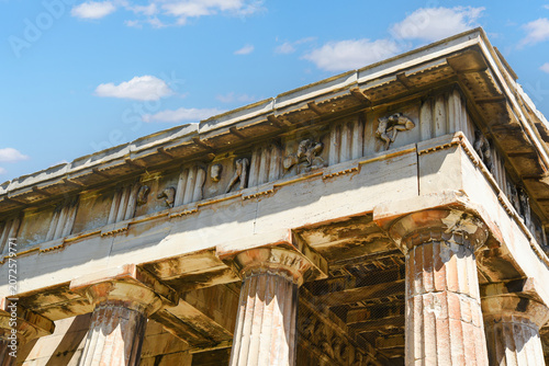 Bild auf Leinwand Temple of Hephaestus ancient Greek architecture details against blue sky