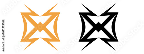 Abstract Sharp Letter X Cross Vector Logo Icon Set, Tribal Spiky Edge Dynamic Geometric Sign Element