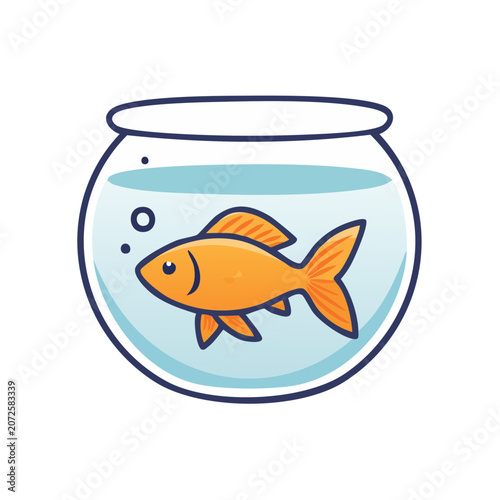 Orange Goldfish in Fishbowl Vector Illustration