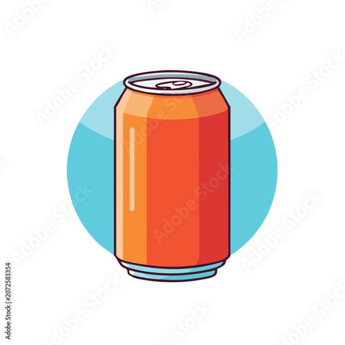 Orange soda can flat vector illustration