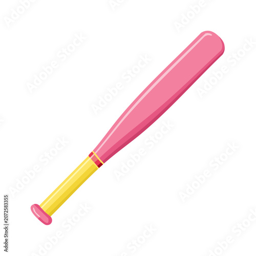 Pink and yellow baseball bat vector illustration