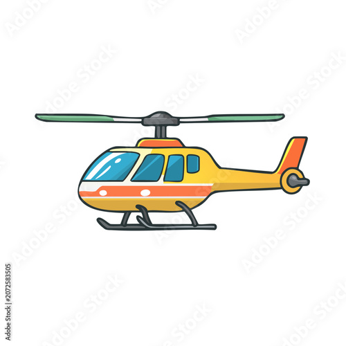 Yellow Helicopter Flat Vector Illustration