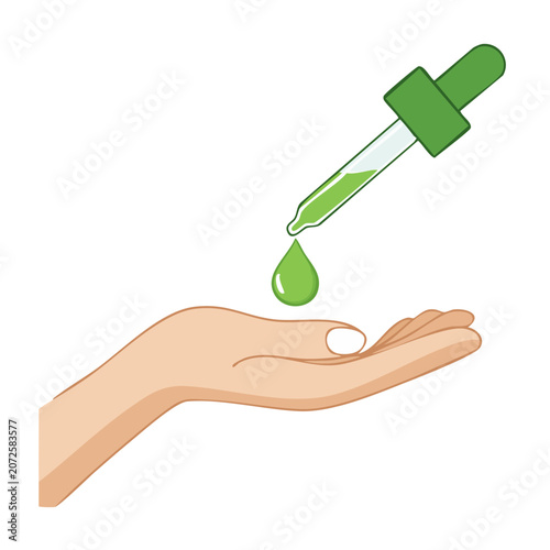 3D hand holding green apple and leaf