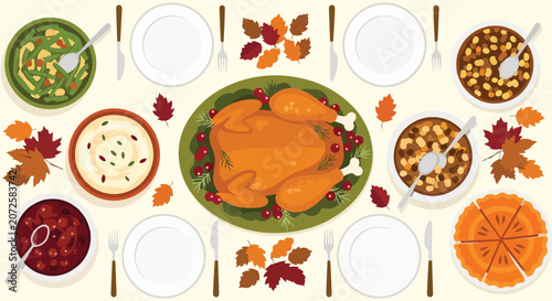 Photos A festive Thanksgiving dinner table with food