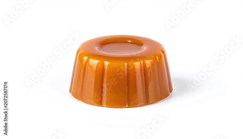 Delicious Caramel Candy Piece on White Background.