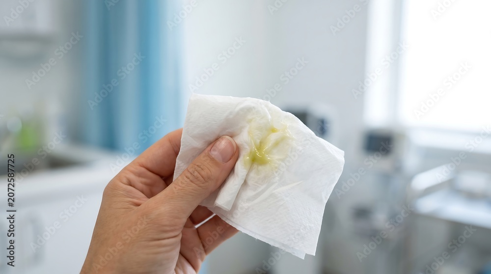 Fototapeta premium Nasal Discharge and Mucus Color for Sinusitis Diagnosis - Macro Closeup