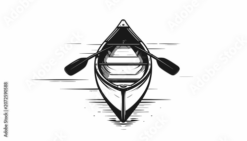 Tableau sur toile Kayak with oars on water surface.