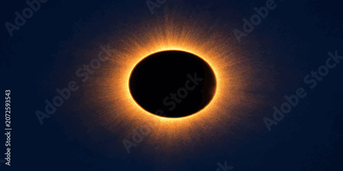 Vászonkép Total solar eclipse with visible corona against deep space background solar flar