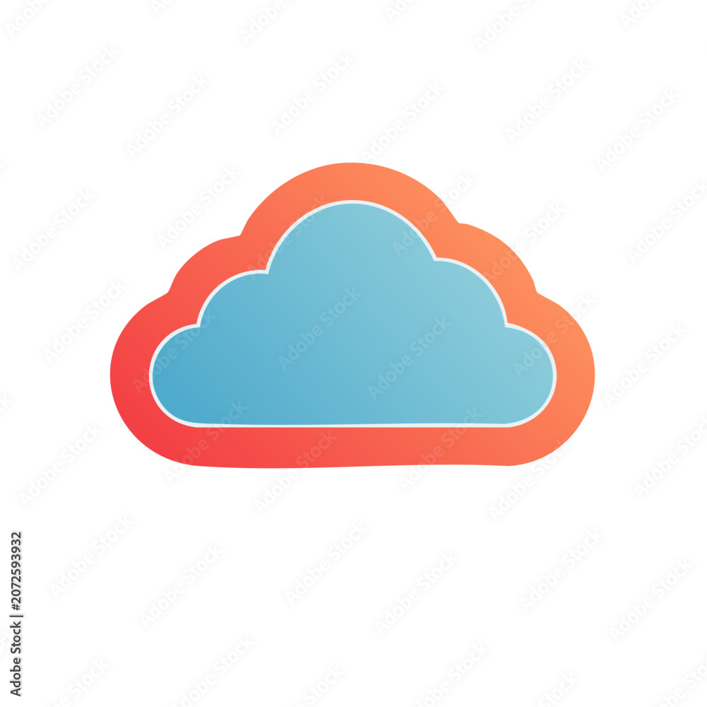 Fototapeta premium Flat vector cloud icon with gradient outline