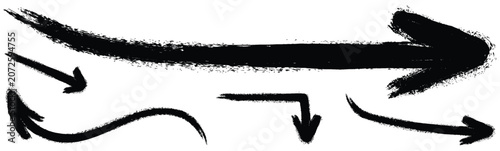 Vector brush stroke arrows pointing right and down
