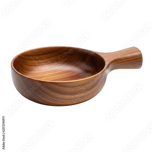 Wooden spoon resting on a bowl isolated on transparent background