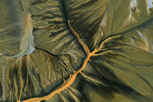 Foto Aerial abstract surreal natural patterns above