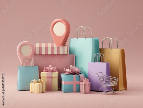 Ecommerce shopping bags and gifts online.