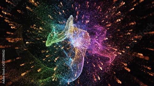 Vibrant blue and purple powder explosion on black background