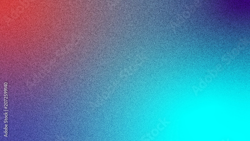 Foto Gradient background presents a smooth transition from deep red to cool cyan and dark blue tones with a distinctive grainy film texture that enhances the visual depth of this modern digital