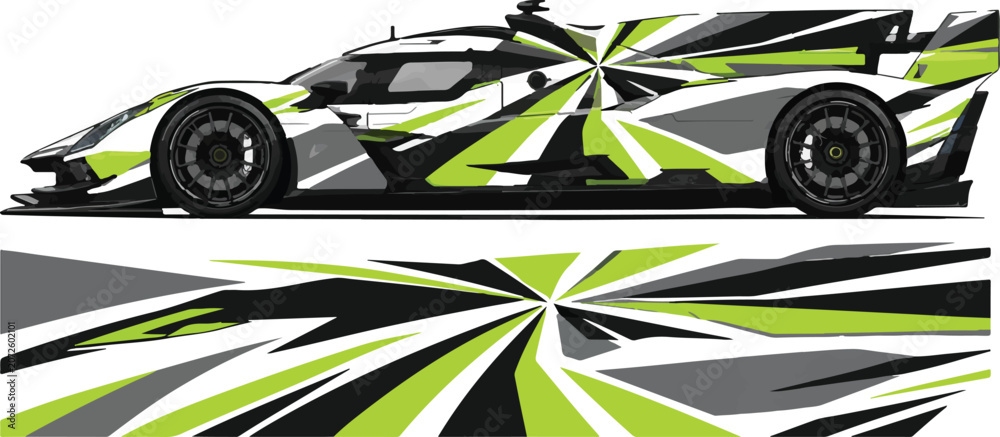 Fototapeta premium Racing Car with Green Black Design 1.