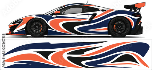 Racing Car with Orange Blue Design 3.