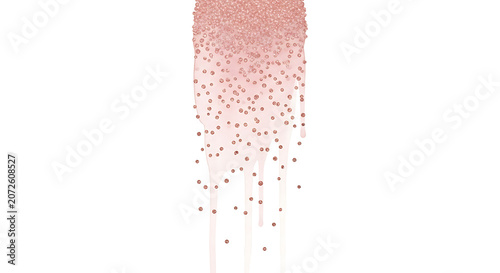 Rose gold glitter particle drip flow design element