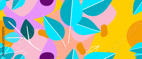 Bold Leaf Pattern. Tropical Leaf. Modern Motif. Jungle Print. Foliage Summer Seamless Pattern. Trending Vector Background. Artistic Botanical Surface. Abstract Plant. Bright Fashion. Contrast Drawing.