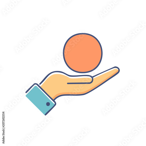 Flat vector icon of orange mailbox with envelope