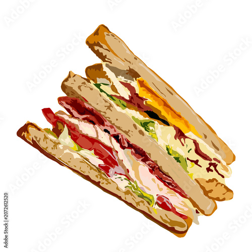 Fotografi A fresh, mouth-watering deli sandwich layered with savory turkey slices, melted cheese, crisp green lettuce, and juicy tomatoes