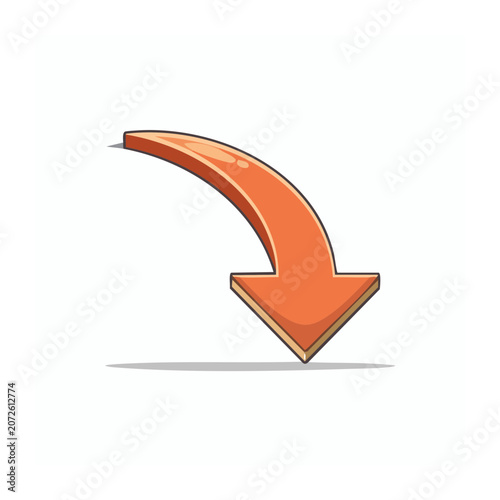 Orange arrow pointing down right on white background