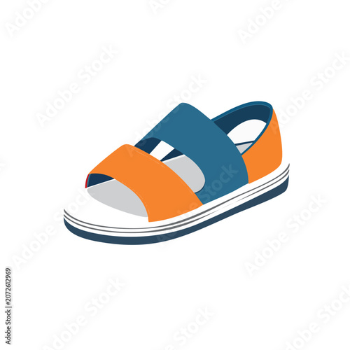 Blue and orange sneaker icon vector
