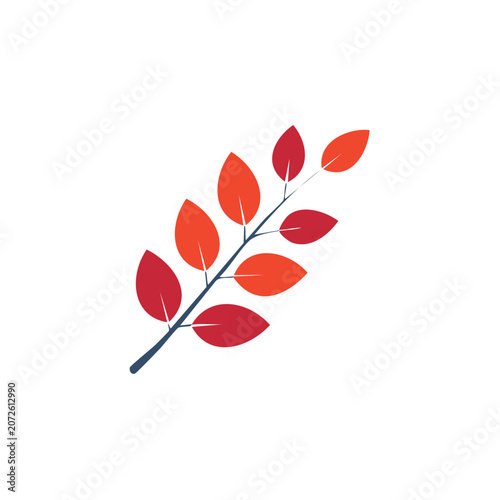 Autumn leaves on a branch vector illustration