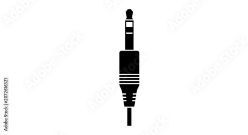 Minimal black silhouette icon, simple flat vector, bold black shape, no gradients, no shading vector illustration of a 35mm audio jack connector on a, flat icon style