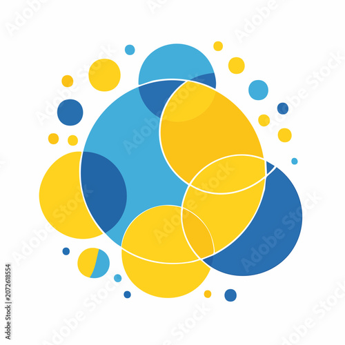 Abstract Blue and Yellow Circles Pattern