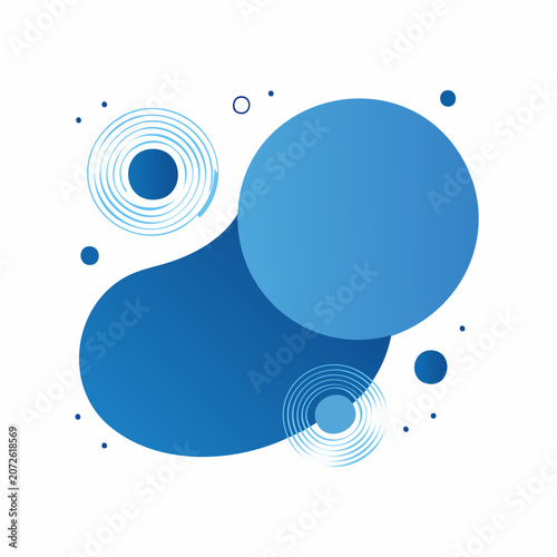 Abstract Blue Fluid Shapes and Circles
