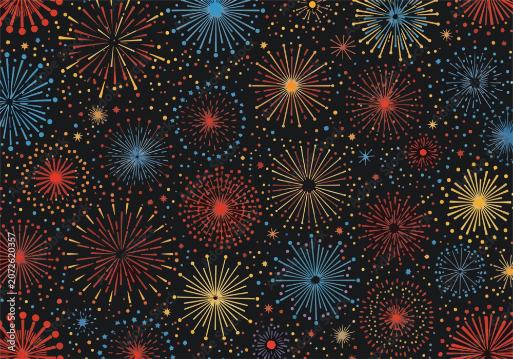 Fototapeta premium A vibrant fireworks display on a dark background