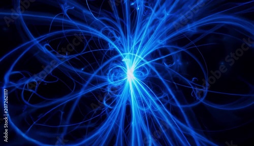 Abstract Blue Light Energy Swirl on Black Background