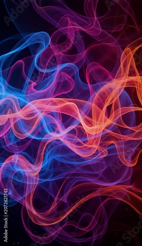 Abstract Colorful Smoke Flowing in Dark Background