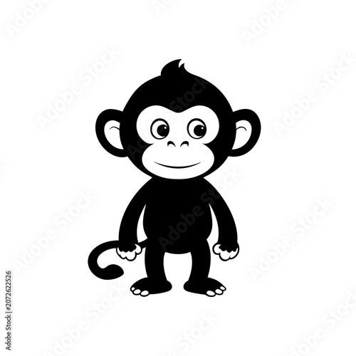 Canvas Print Illustration of a cartoon style monkey on transparent background